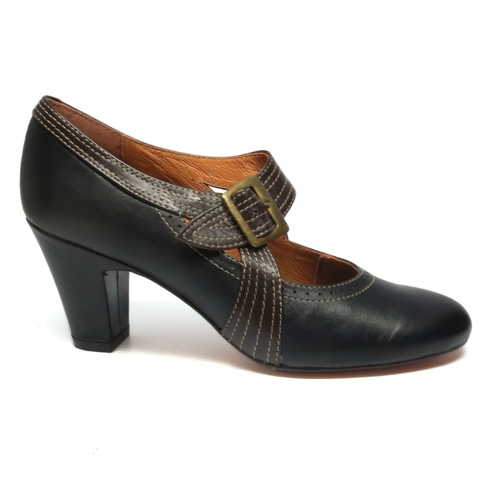 Remix vintage shoes Elegant Black and Brown Women's Heels Deco size 9